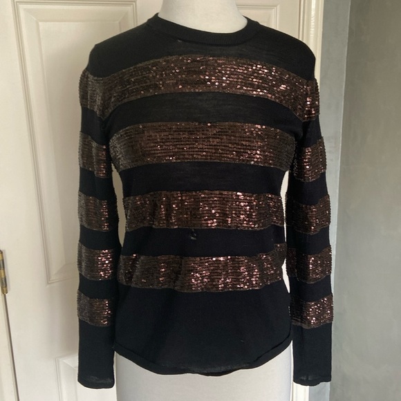 Maje Other - Maje Black Sequin Holiday Sweater FLAWED Size 2 gorgeous